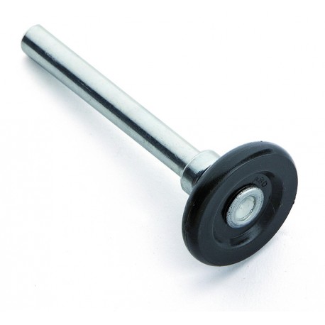 Roulette Noire - Diamètre axe : 1cm - Diamètre de la roue : 4,5 cm - Longueur de la tige : 9,5 cm